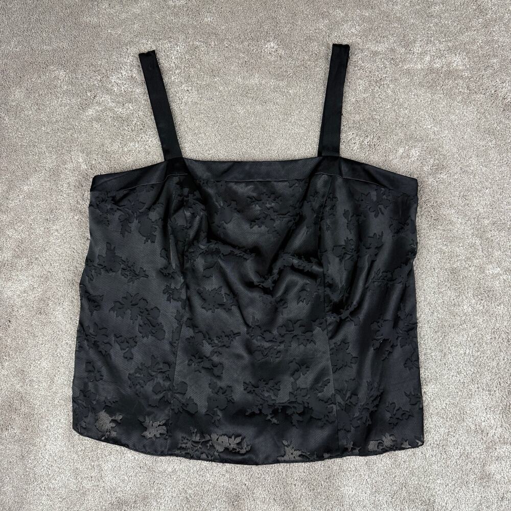 Alex Evenings Black Sheer Floral Sleeveless Blouse Top size 1X Romantic Goth